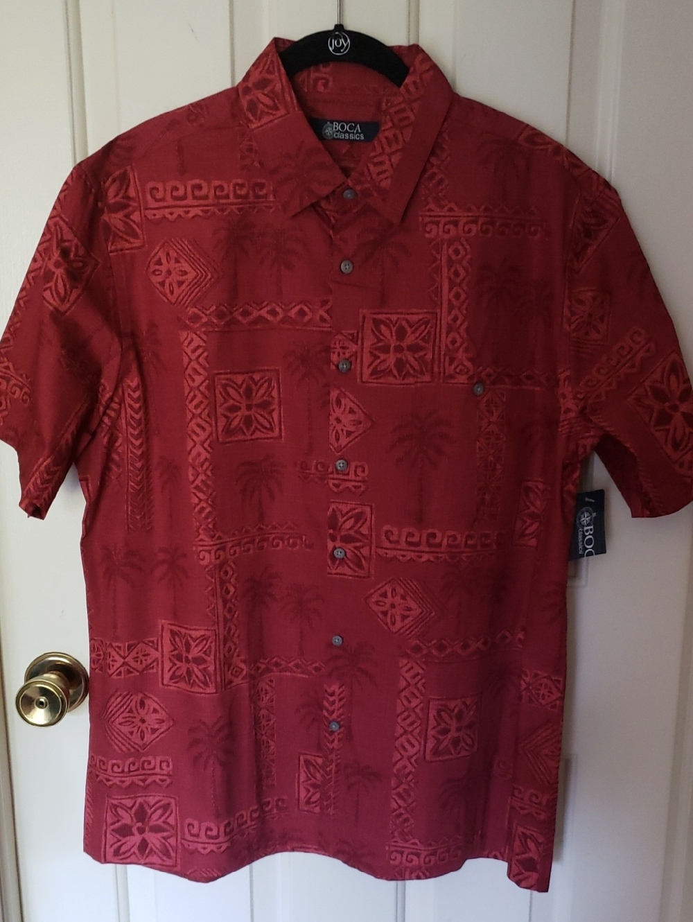 BOCA Classics Short Sleeve Button Up Palm Print Camp Shirt NWT Size Large